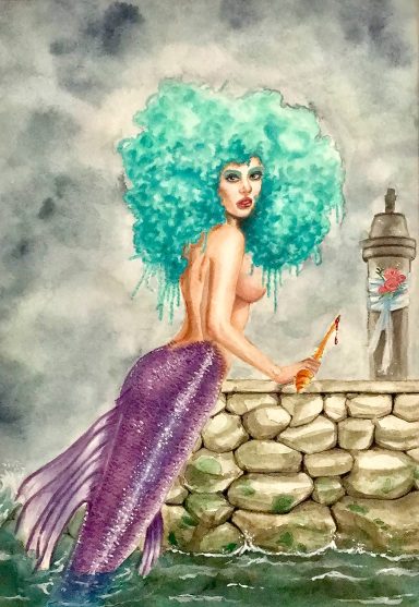 Mermaids Tale Watercolour Painting